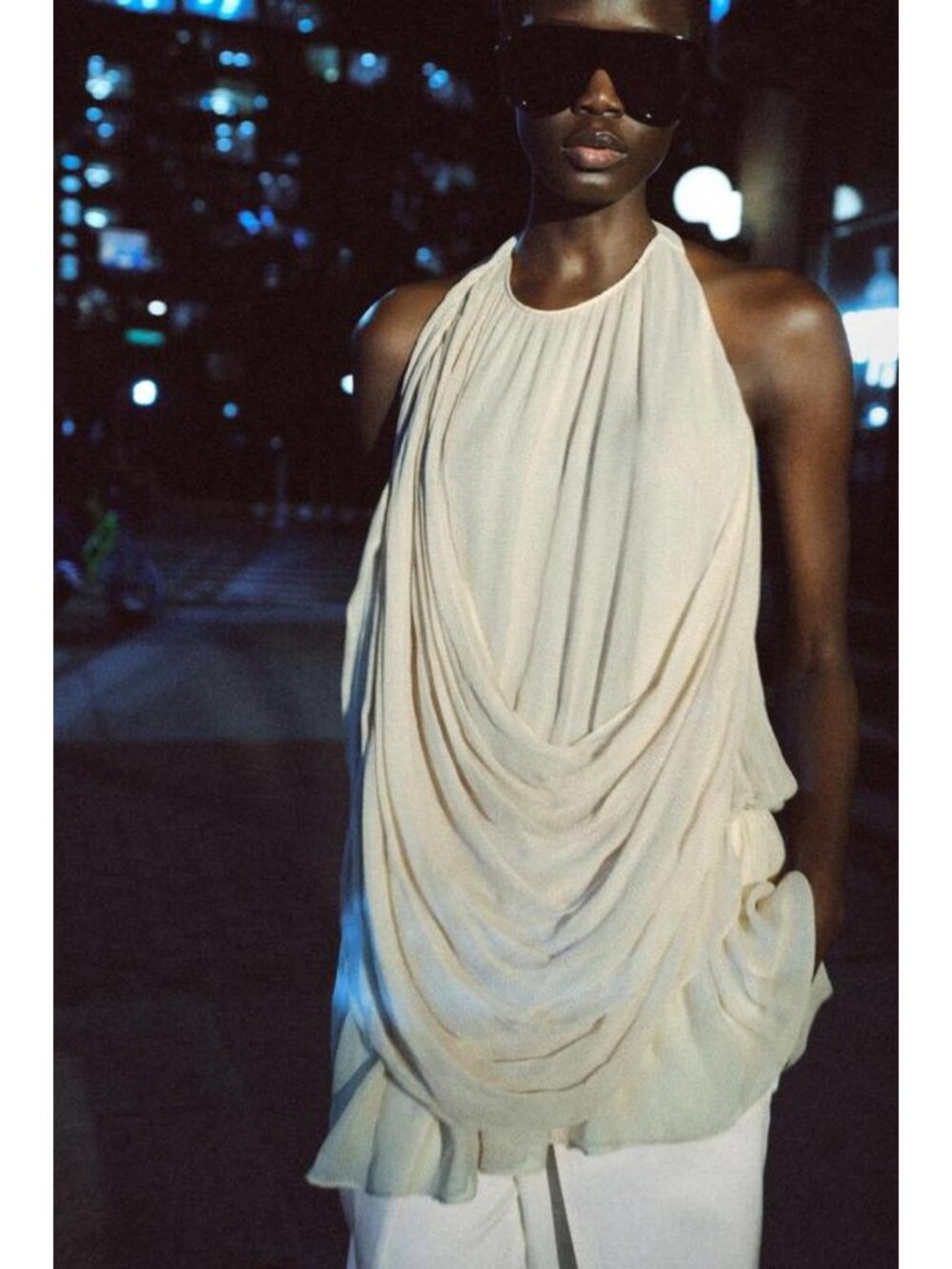 Zara Cream Draped Halter Top